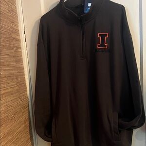 'Illini' Logo graphite gray new Quarter-Zip Pullover with pockets